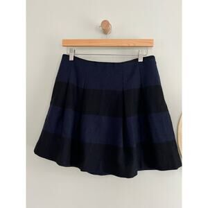 Madewell | Mayle Pleated Wool Blend Striped Mini Skirt | Navy Black | Sz 2 | NWT